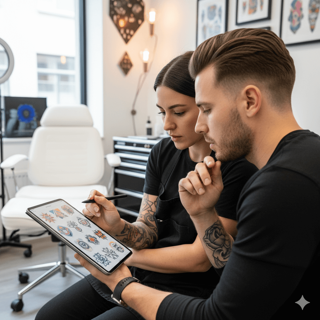 纹身艺术家客户咨询