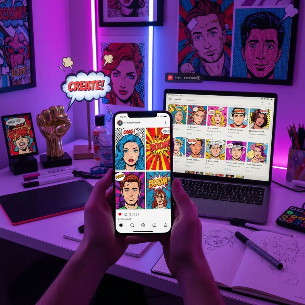 Social Media Comic Pop Art Profiles