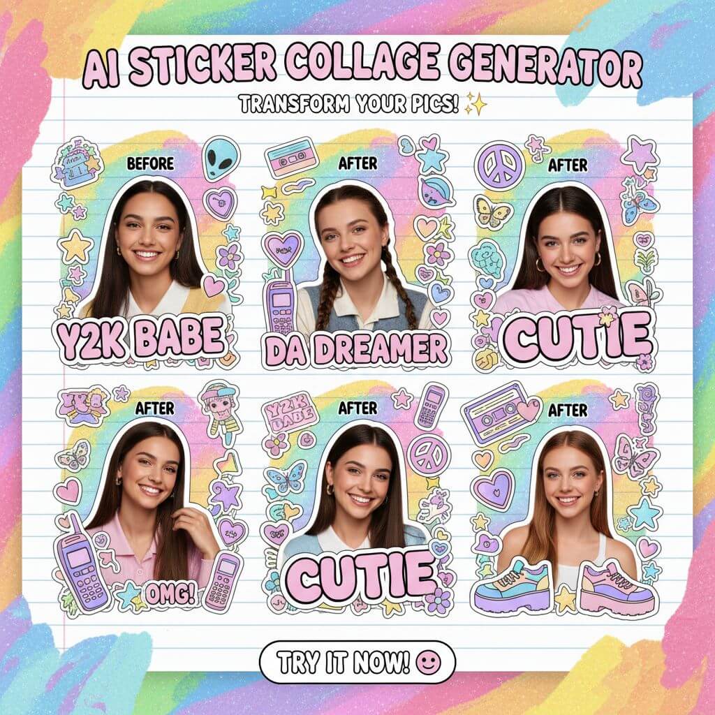 AI 2000s Sticker Collage Generator