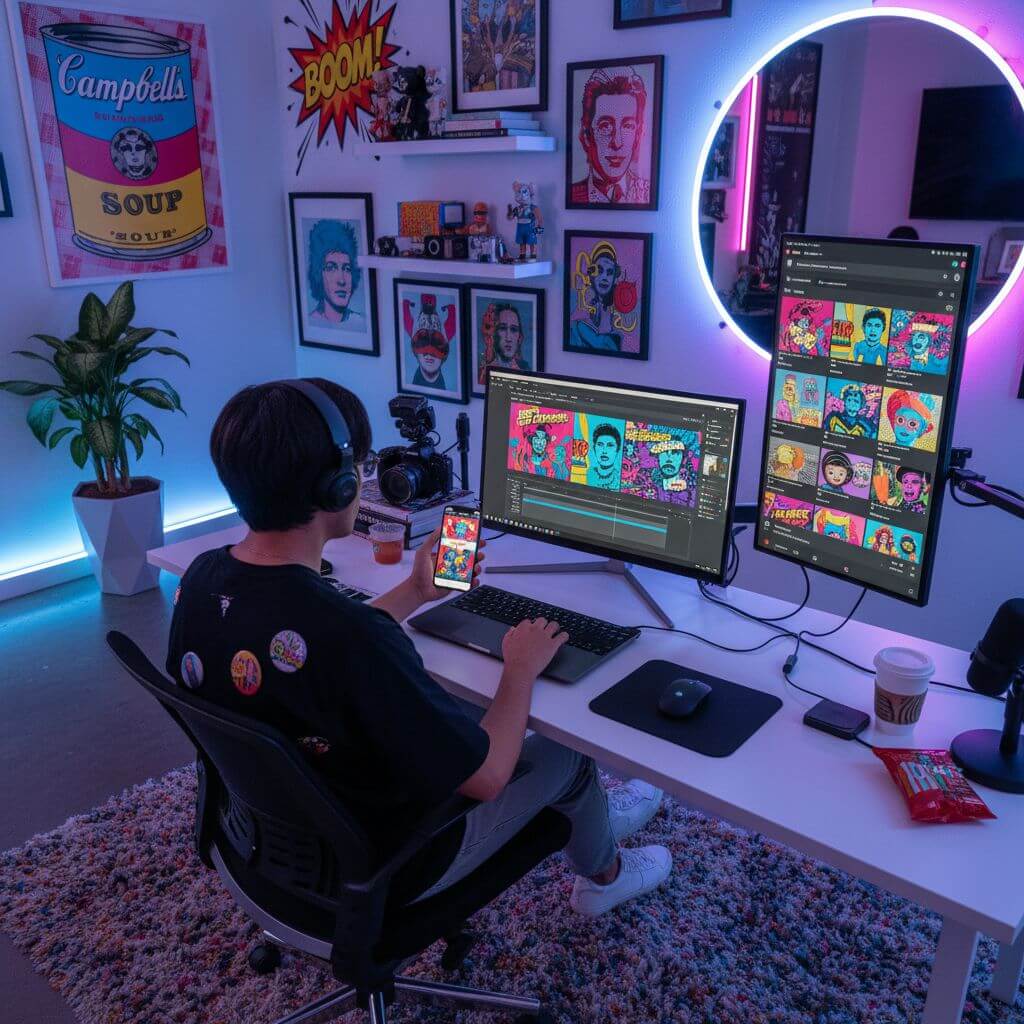 Social Media Pop Art Collage Content