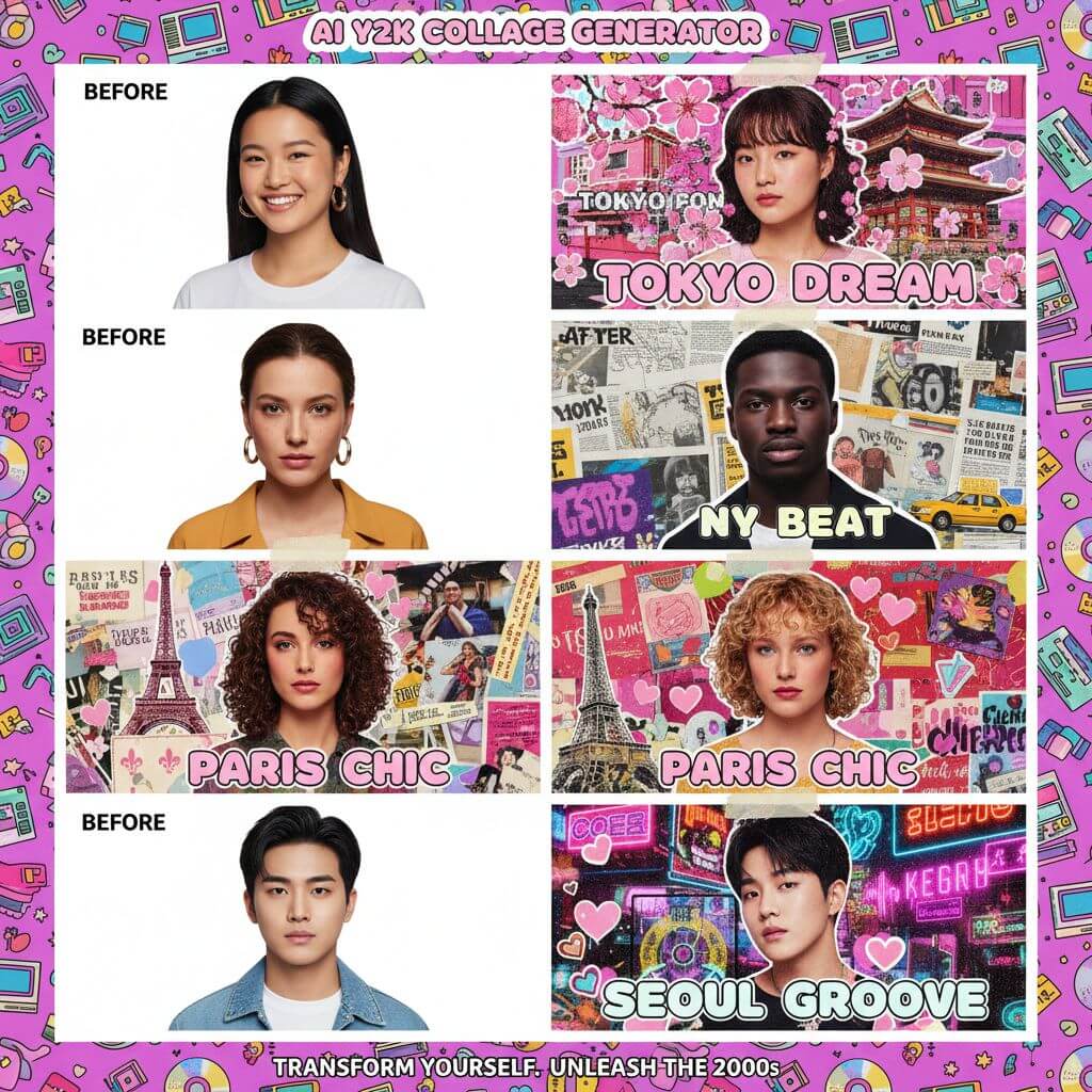 AI Y2K Collage Portrait Generator